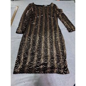 y2k 2000s Charlotte Russe Sequin Sequins Black Gold Dress Women's Medium